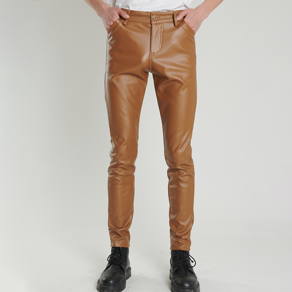 Motorcycle Gear Mens - الرجال بولي Leather الجلود نحيل صالح